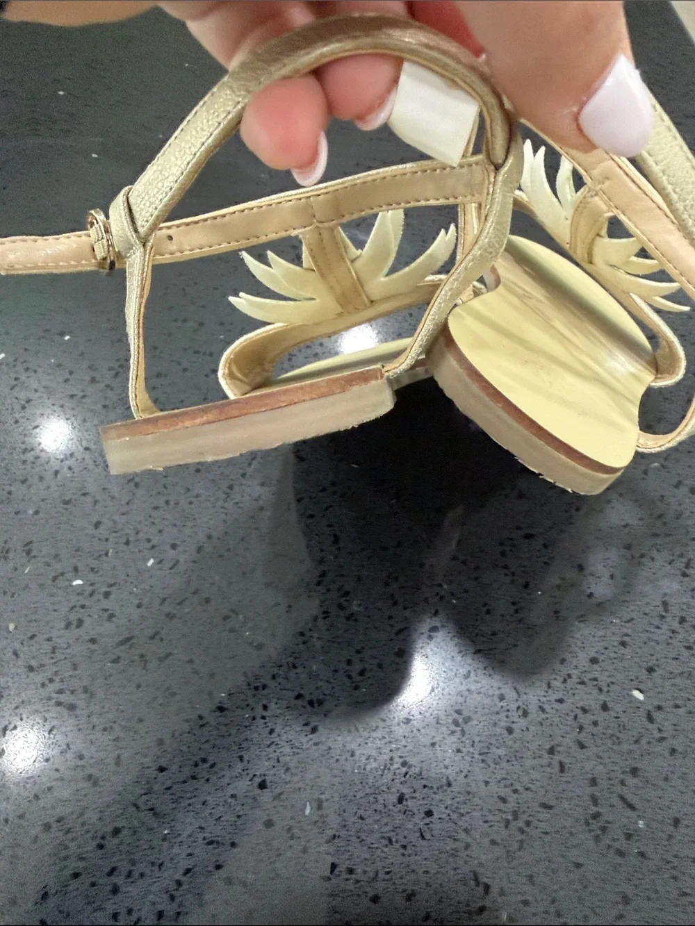 Janie and Jack Mint Pineapple Metallic Beige Girls' Sandals